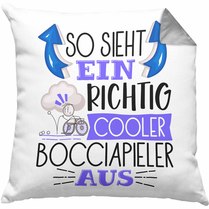 So Sieht Ein Richtig Cooler Bocciapieler Aus Geschenk Kissen mit Füllung 40x40 Lustiger Spruch Geschenkidee (Grau) Grau Trendation