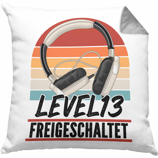 13. Geburtstag Kissen mit Füllung 40x40 Jungs Gaming Official Teenager 13er Geburtstag Geschenkidee Level 13 Freigeschaltet (Grau) Grau Trendation