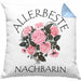 Beste Nachbarin Kissen mit Füllung 40x40 Geschenk Geburtstag Freundin Lieblings Nachbarin Geschenkidee (Grau) Blau Trendation