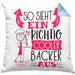 Bäcker Kissen mit Füllung 40x40 Geschenk So Sieht Ein RIchtig Cooler Bäcker Aus Geschenkidee Lustiger Spruch Geburtstag (Grau) Blau Trendation