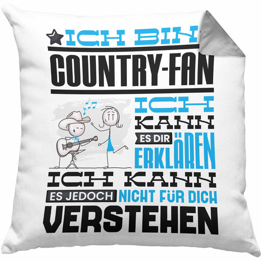 Country-Fan Geschenk Kissen mit Füllung 40x40 Geschenkidee für Country-Fan Geburtstag Lustig Ich Bin Country-Fan Ich Kann Es Dir Erklären Aber Nicht Für Dich Verstehen (Grau) Grau Trendation