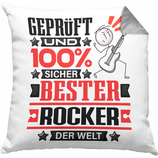 Rocker Geschenk Lustiger Spruch für Rocker Geschenkidee Bester Rocker Der WeltKissen mit Füllung 40x40 (Grau) Grau Trendation