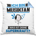 Musikfan Kissen mit Füllung 40x40 Geschenk für Musikfan Geburtstag Lustiger Spruch Was Ist Deine Superkraft (Grau) Blau Trendation