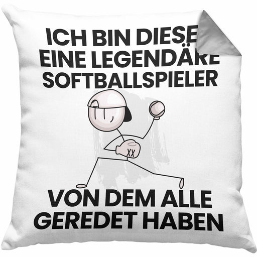 Softballspieler Geschenk Kissen mit Füllung 40x40 Lustige Geschenkidee Geburtstag für Softballspieler Ich Bin Dieser Legendäre Softballspieler Von Dem Alle Geredet Haben (Grau) Grau Trendation