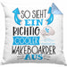 So Sieht Ein Richtig Cooler Wakeboarder Aus Geschenk Kissen mit Füllung 40x40 Lustiger Spruch Geschenkidee (Grau) Blau Trendation