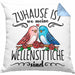 Lustige Kissen mit Füllung 40x40 Wellensittich Besitzer Zuhause Ist Wo Meine Wellensittiche Sind (Grau) Blau Trendation