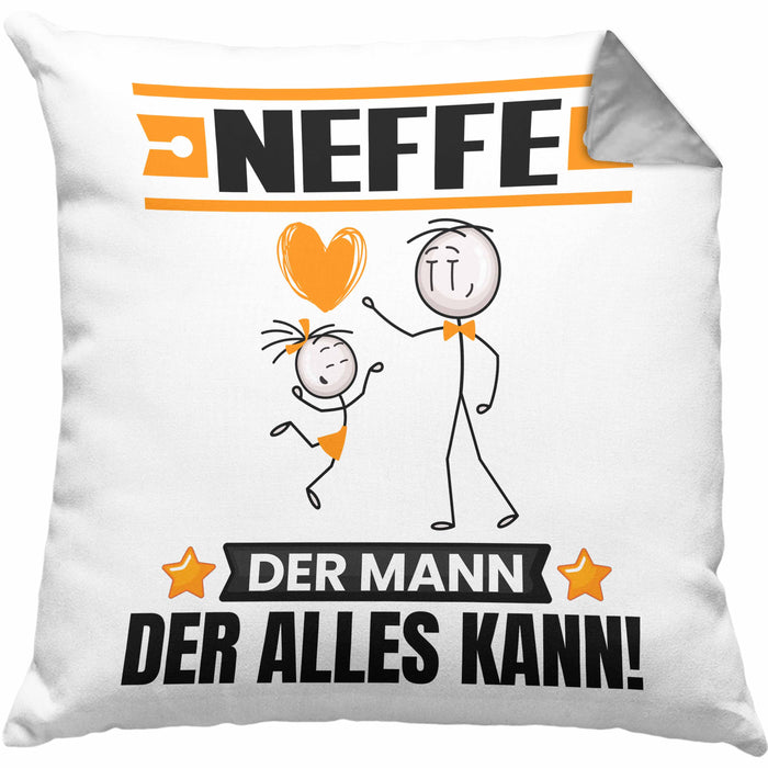 Neffe Kissen mit Füllung 40x40 Geschenk für Neffe Der Mann Der Alles Kann Geschenkidee zum Geburtstag (Grau) Grau Trendation
