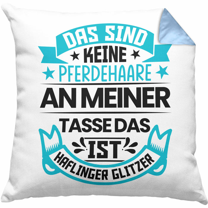 Haflinger Kissen mit Füllung 40x40 Geschenk Pferde-Liebhaberin Haflinger-Liebhaberin Geschenkidee Pferde Reiterin (Grau) Blau Trendation