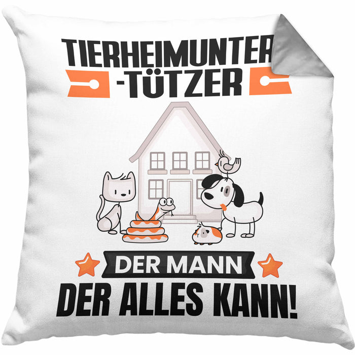 Tierheimunterstützer Kissen mit Füllung 40x40 Geschenk für Tierheimunterstützer Der Mann Der Alles Kann Geschenkidee zum Geburtstag (Grau) Grau Trendation