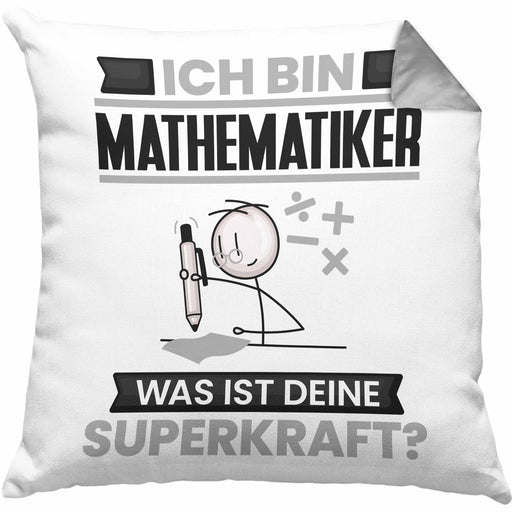 Mathematiker Kissen mit Füllung 40x40 Geschenk für Mathematiker Geburtstag Lustiger Spruch Was Ist Deine Superkraft (Grau) Grau Trendation