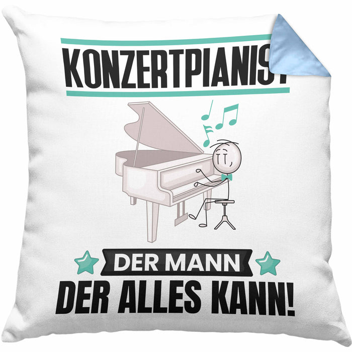 Konzertpianist Kissen mit Füllung 40x40 Geschenk für Konzertpianist Der Mann Der Alles Kann Geschenkidee zum Geburtstag (Grau) Blau Trendation