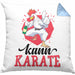 Huhn Kissen mit Füllung 40x40 Geschenk Huhn Kann Karate Geschenkidee Humor (Grau) Blau Trendation