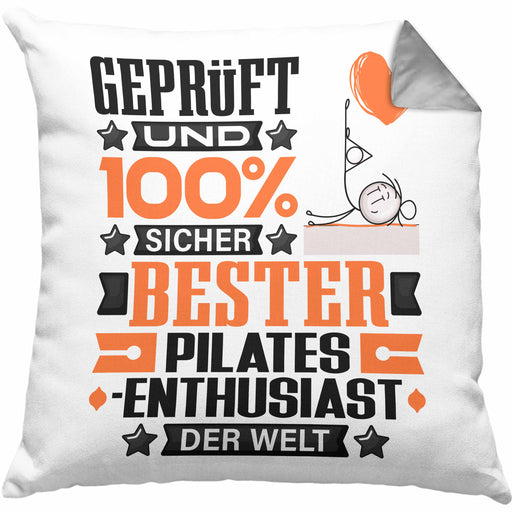 Pilates-Enthusiast Geschenk Lustiger Spruch für Pilates-Enthusiast Geschenkidee Bester Pilates-Enthusiast Der WeltKissen mit Füllung 40x40 (Grau) Grau Trendation