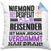 Reisender Geschenk Kissen mit Füllung 40x40 Lustige Geschenkidee für Reisender Geburtstag Niemand Ist Perfekt Aber Als Reisender Ist Man Nah Dran (Grau) Blau Trendation