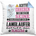 Langläufer Geschenk Kissen mit Füllung 40x40 Lustiger Spruch Erheben Sie Sich Der Langläufer Betritt den Raum (Grau) Blau Trendation