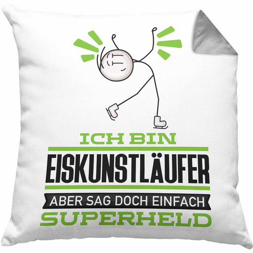 Eiskunstläufer Geschenk Kissen mit Füllung 40x40 Ich Bin Eiskunstläufer Aber Sag Doch Einfach Superheld Lustige Geschenkdiee für Eiskunstläufer (Grau) Grau Trendation