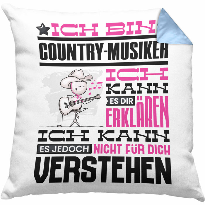 Country-Musiker Geschenk Kissen mit Füllung 40x40 Geschenkidee für Country-Musiker Geburtstag Lustig Ich Bin Country-Musiker Ich Kann Es Dir Erklären Aber Nicht Für Dich Verstehen (Grau) Blau Trendation