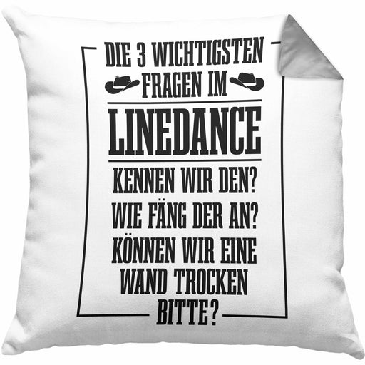 Linedance Geschenke Kissen mit Füllung 40x40 Geschenkidee Spruch Line Dance Frauen Sprüche Können Wir eine Wand Trocken (Grau) Grau Trendation