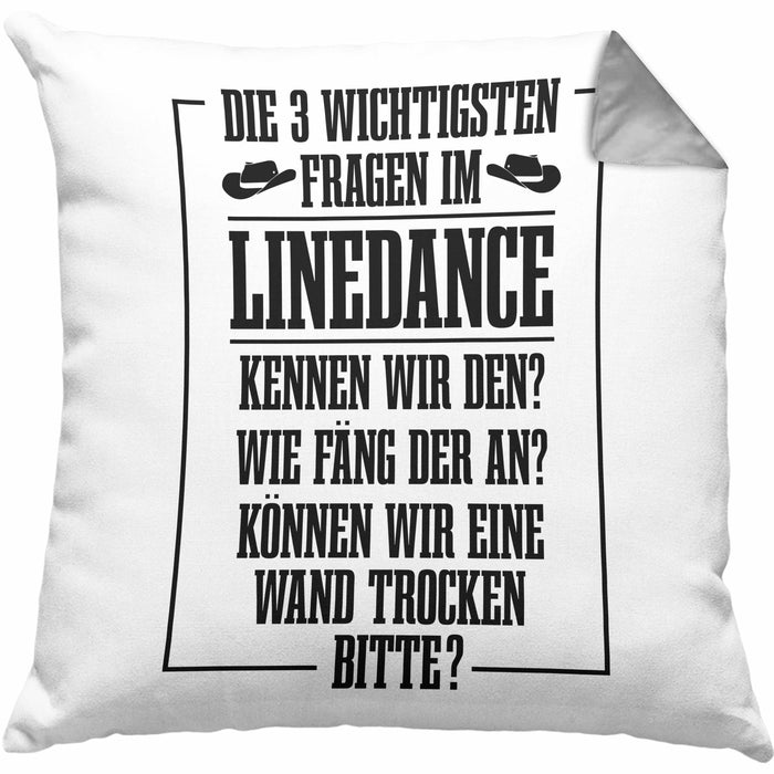 Linedance Geschenke Kissen mit Füllung 40x40 Geschenkidee Spruch Line Dance Frauen Sprüche Können Wir eine Wand Trocken (Grau) Grau Trendation