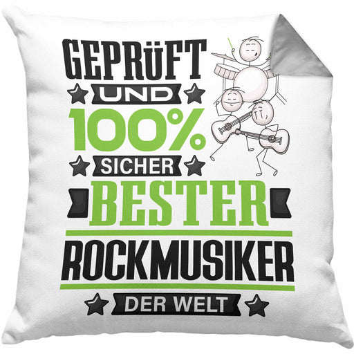 Rockmusiker Geschenk Lustiger Spruch für Rockmusiker Geschenkidee Bester Rockmusiker Der WeltKissen mit Füllung 40x40 (Grau) Grau Trendation