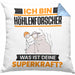 Höhlenforscher Kissen mit Füllung 40x40 Geschenk für Höhlenforscher Geburtstag Lustiger Spruch Was Ist Deine Superkraft (Grau) Blau Trendation