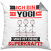 Yogi Kissen mit Füllung 40x40 Geschenk für Yogi Geburtstag Lustiger Spruch Was Ist Deine Superkraft (Grau) Grau Trendation