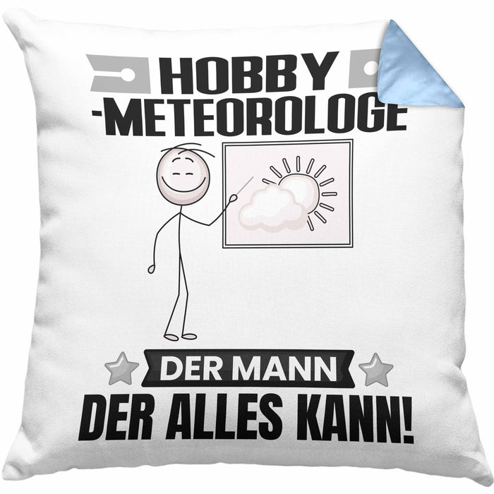 Hobbymeteorologe Kissen mit Füllung 40x40 Geschenk für Hobbymeteorologe Der Mann Der Alles Kann Geschenkidee zum Geburtstag (Grau) Blau Trendation