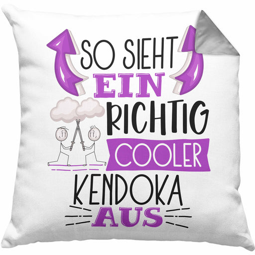So Sieht Ein Richtig Cooler Kendoka Aus Geschenk Kissen mit Füllung 40x40 Lustiger Spruch Geschenkidee (Grau) Grau Trendation