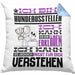 Hundeaussteller Geschenk Kaffee-Kissen mit Füllung 40x40 Geschenkidee für Hundeaussteller Ich Bin Hundeaussteller Ich Kann Es Dir Erklären Jedoch Nicht Für Dich Verstehen Spruch Lustig (Grau) Blau Trendation