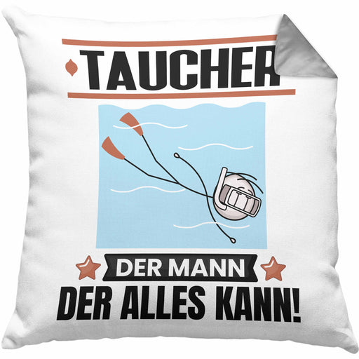 Taucher Kissen mit Füllung 40x40 Geschenk für Taucher Der Mann Der Alles Kann Geschenkidee zum Geburtstag (Grau) Grau Trendation