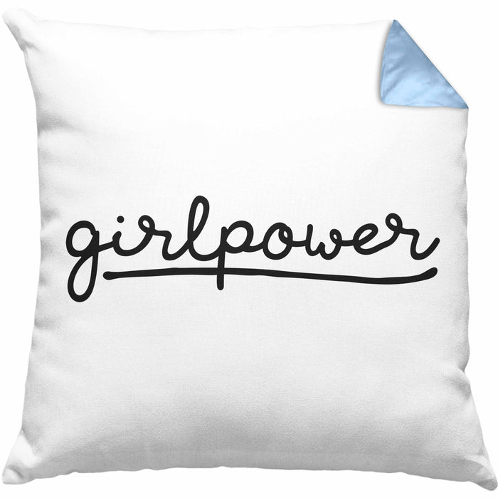 Girlpower Kissen mit Füllung 40x40 für Frauen Mädchen Geschenk (Grau) Blau Trendation