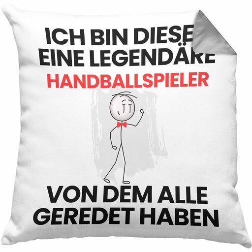 Handballspieler Geschenk Kissen mit Füllung 40x40 Lustige Geschenkidee Geburtstag für Handballspieler Ich Bin Dieser Legendäre Handballspieler Von Dem Alle Geredet Haben (Grau) Grau Trendation