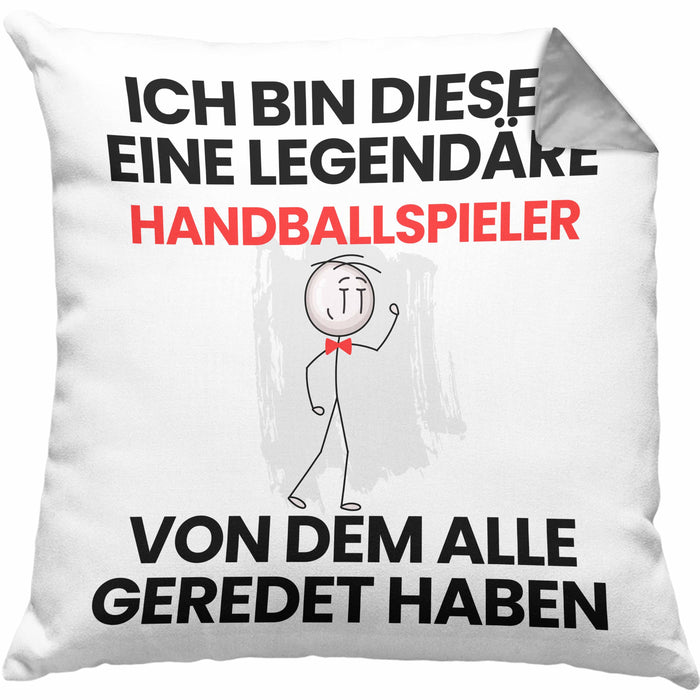 Handballspieler Geschenk Kissen mit Füllung 40x40 Lustige Geschenkidee Geburtstag für Handballspieler Ich Bin Dieser Legendäre Handballspieler Von Dem Alle Geredet Haben (Grau) Grau Trendation
