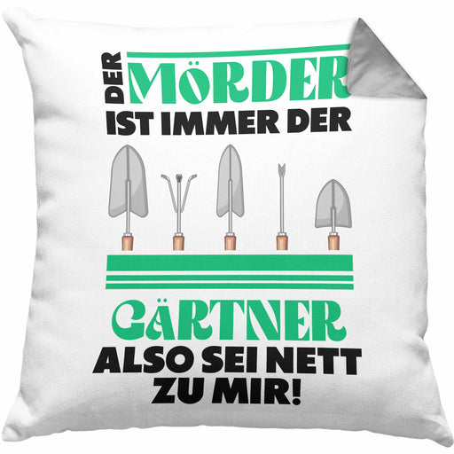 Gärtner Kissen mit Füllung 40x40 mit Spruch Garten Hobbygärtner Geschenk Lustig Gärtnerin Geschenkidee (Grau) Grau Trendation