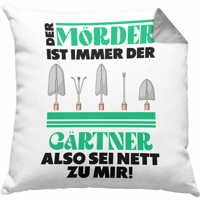 Gärtner Kissen mit Füllung 40x40 mit Spruch Garten Hobbygärtner Geschenk Lustig Gärtnerin Geschenkidee (Grau) Grau Trendation