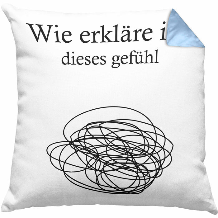 Psychologie Kissen mit Füllung 40x40 Geschenk Psycho Geschenkidee Wie Erkläre Ich Dieses Gefühl Spruch Psychologie-Student (Grau) Blau Trendation