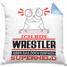 Wrestler Geschenk Kissen mit Füllung 40x40 Ich Bin Wrestler Aber Sag Doch Einfach Superheld Lustige Geschenkdiee für Wrestler (Grau) Blau Trendation