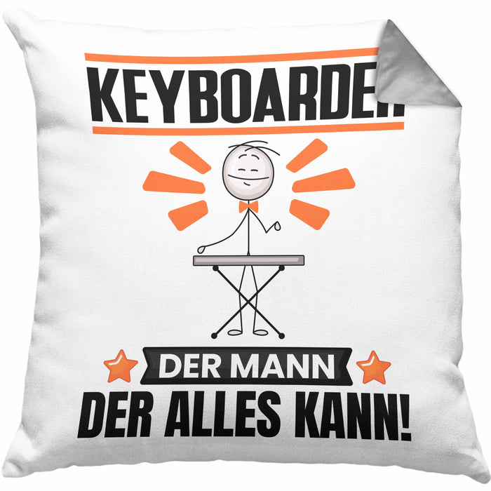 Keyboarder Kissen mit Füllung 40x40 Geschenk für Keyboarder Der Mann Der Alles Kann Geschenkidee zum Geburtstag (Grau) Grau Trendation