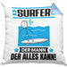 Surfer Kissen mit Füllung 40x40 Geschenk für Surfer Der Mann Der Alles Kann Geschenkidee zum Geburtstag (Grau) Blau Trendation