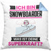 Snowboarder Kissen mit Füllung 40x40 Geschenk für Snowboarder Geburtstag Lustiger Spruch Was Ist Deine Superkraft (Grau) Blau Trendation