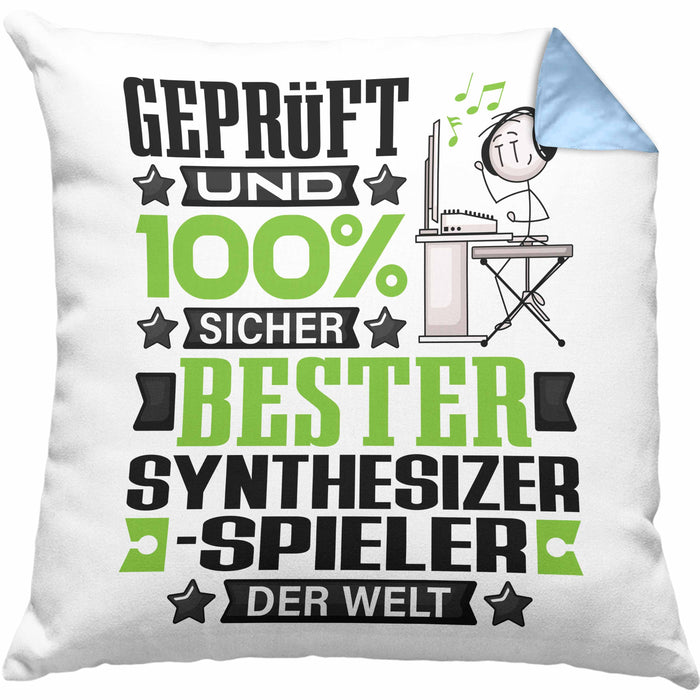 Synthesizer-Spieler Geschenk Lustiger Spruch für Synthesizer-Spieler Geschenkidee Bester Synthesizer-Spieler Der WeltKissen mit Füllung 40x40 (Grau) Blau Trendation