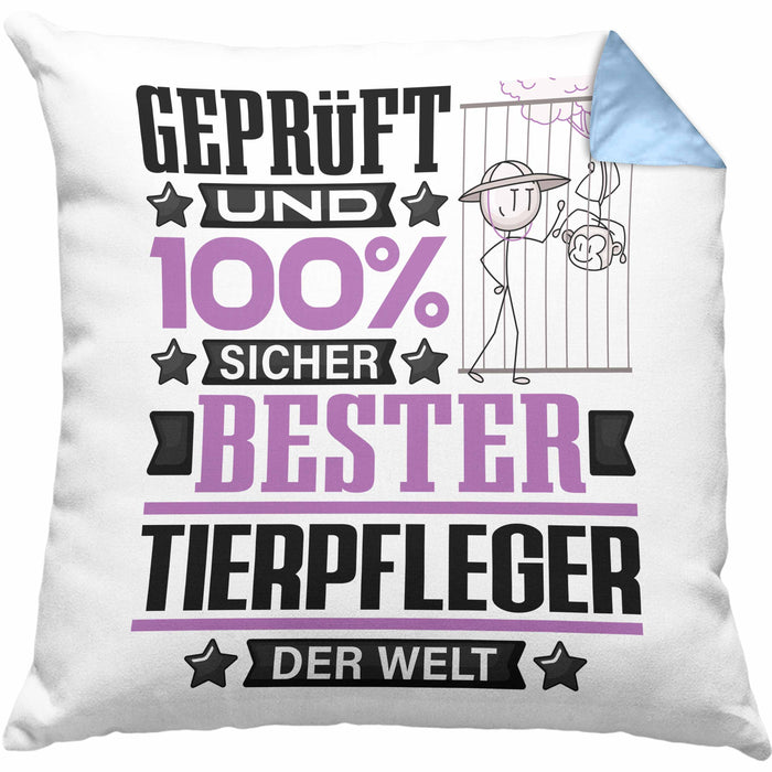 Tierpfleger Geschenk Lustiger Spruch für Tierpfleger Geschenkidee Bester Tierpfleger Der WeltKissen mit Füllung 40x40 (Grau) Blau Trendation