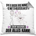 Pferderennen-Enthusiast Kissen mit Füllung 40x40 Geschenk für Pferderennen-Enthusiast Der Mann Der Alles Kann Geschenkidee zum Geburtstag (Grau) Grau Trendation