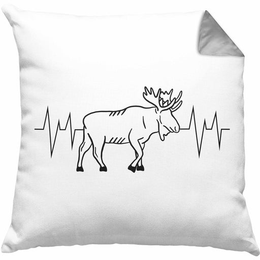 Elch Herzschlag Kissen mit Füllung 40x40 Geschenk für Elchliebhaber (Grau) Grau Trendation