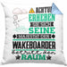 Wakeboarder Geschenk Kissen mit Füllung 40x40 Lustiger Spruch Erheben Sie Sich Der Wakeboarder Betritt den Raum (Grau) Blau Trendation