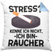 Raucher Geschenk Kissen mit Füllung 40x40 Spruch Stress? Kenne Ich Nicht Ich Bin Raucher Geschenkidee Zigaretten (Grau) Blau Trendation