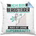 Bergsteiger Kissen mit Füllung 40x40 Geschenk für Bergsteiger Geburtstag Lustiger Spruch Was Ist Deine Superkraft (Grau) Blau Trendation