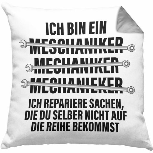 KFZ Mechaniker Geschenk Lustig Kissen mit Füllung 40x40 Automechaniker Werkstatt Kissen mit Füllung 40x40 (Grau) Grau Trendation