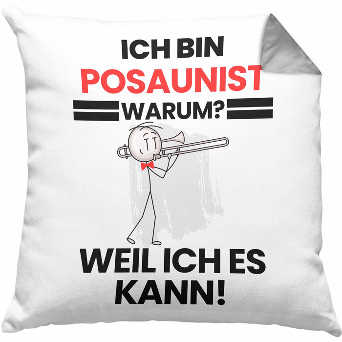 Posaunist Geschenk Kissen mit Füllung 40x40 Lustiger Spruch Ich Bin Posaunist Warum Weil Ich Es Kann Geschenkidee Bester Posaunist Geburtstag (Grau) Grau Trendation