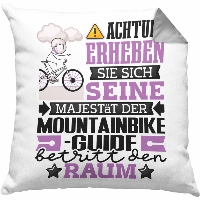 Mountainbike-Guide Geschenk Kissen mit Füllung 40x40 Lustiger Spruch Erheben Sie Sich Der Mountainbike-Guide Betritt den Raum — TrendationStore